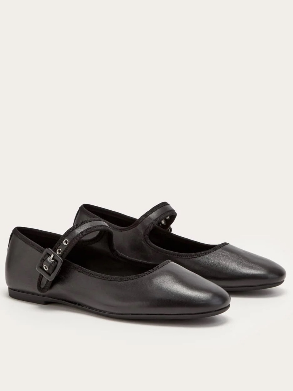 Everlane The Day Buckle Mary Jane Flats Black Leather Shoes Size 10.5 New Box